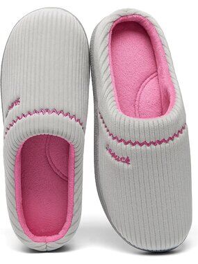 Women's Beige Arch Support Memory Foam Non-Slip Two Tone Embroidered Slippers